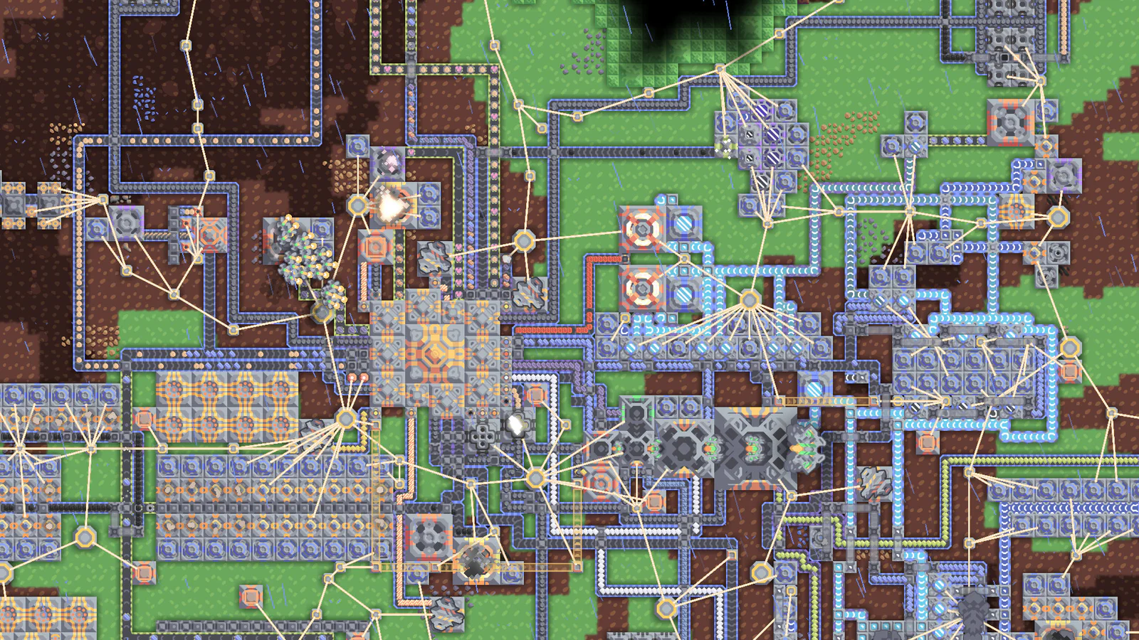 Official Mindustry screenshot showing a large factory and defense network